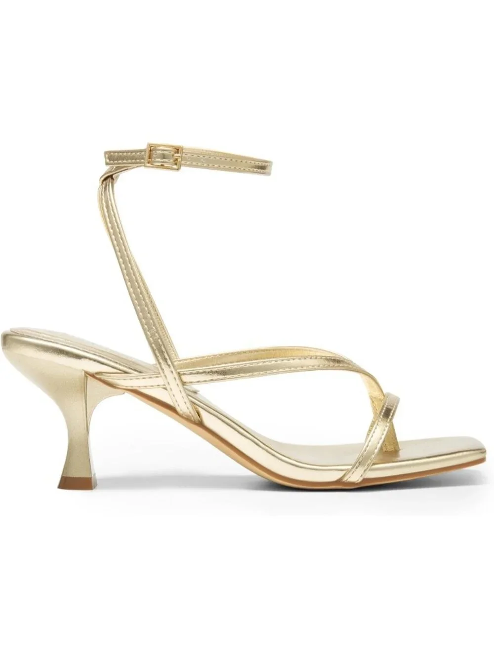 Dream Pairs Women's Gold Pu Open Toe Dressy Thong Comfort Kitten Heel Sandals
